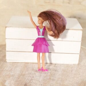 Mattel Barbie Small Doll Purple Tiered Dress Brown Purple Hair Figure